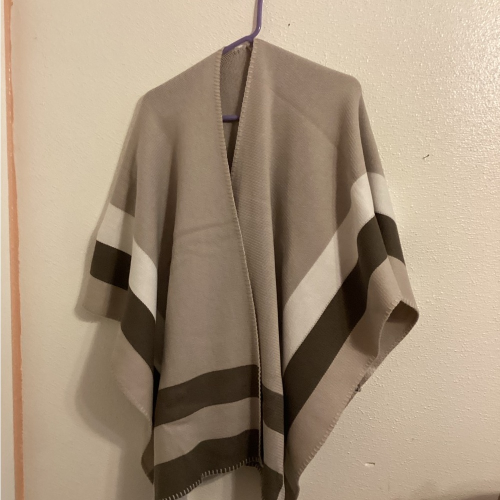 Striped Tan and Brown Poncho